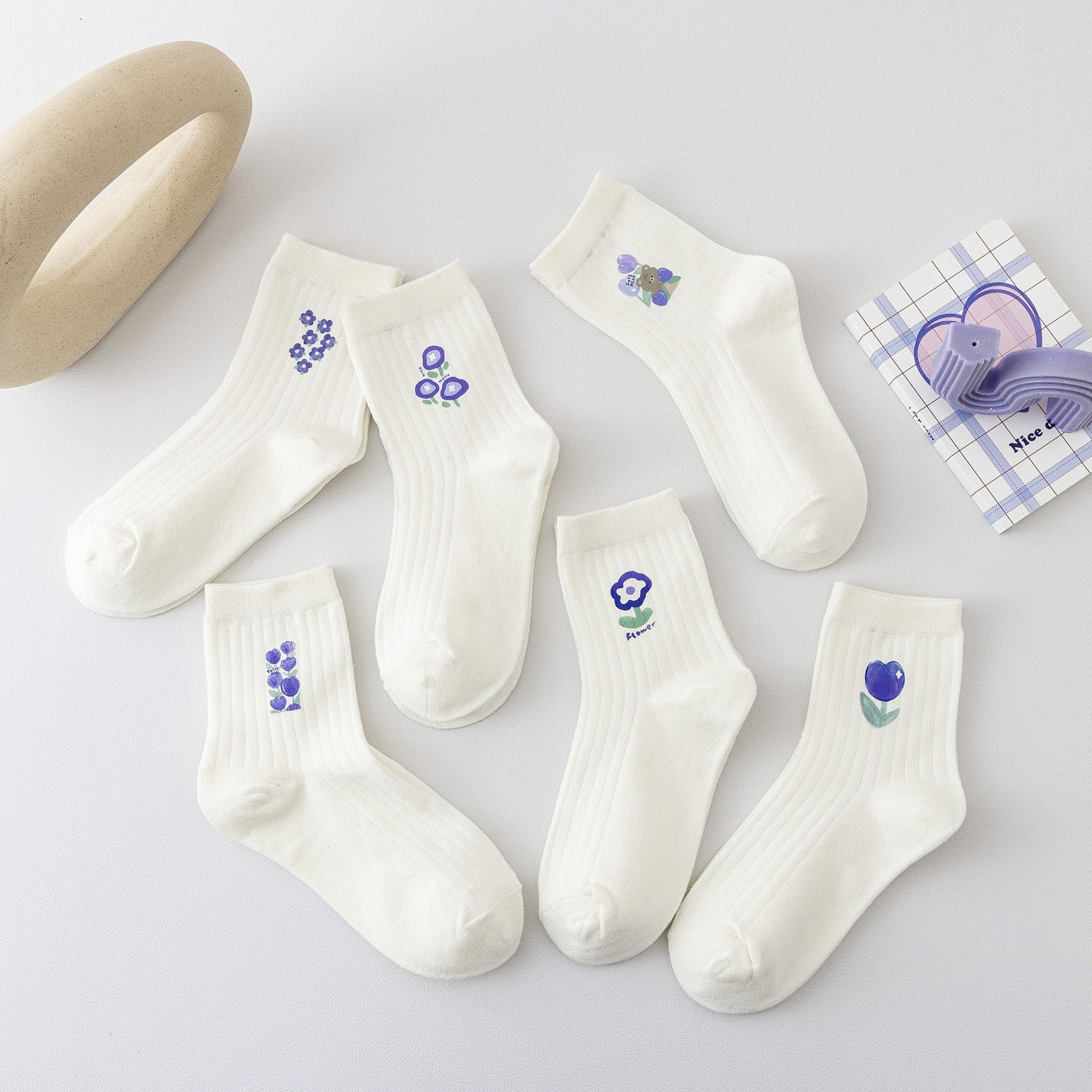 Japanese Sweet Small Flower Tulip Cotton Socks