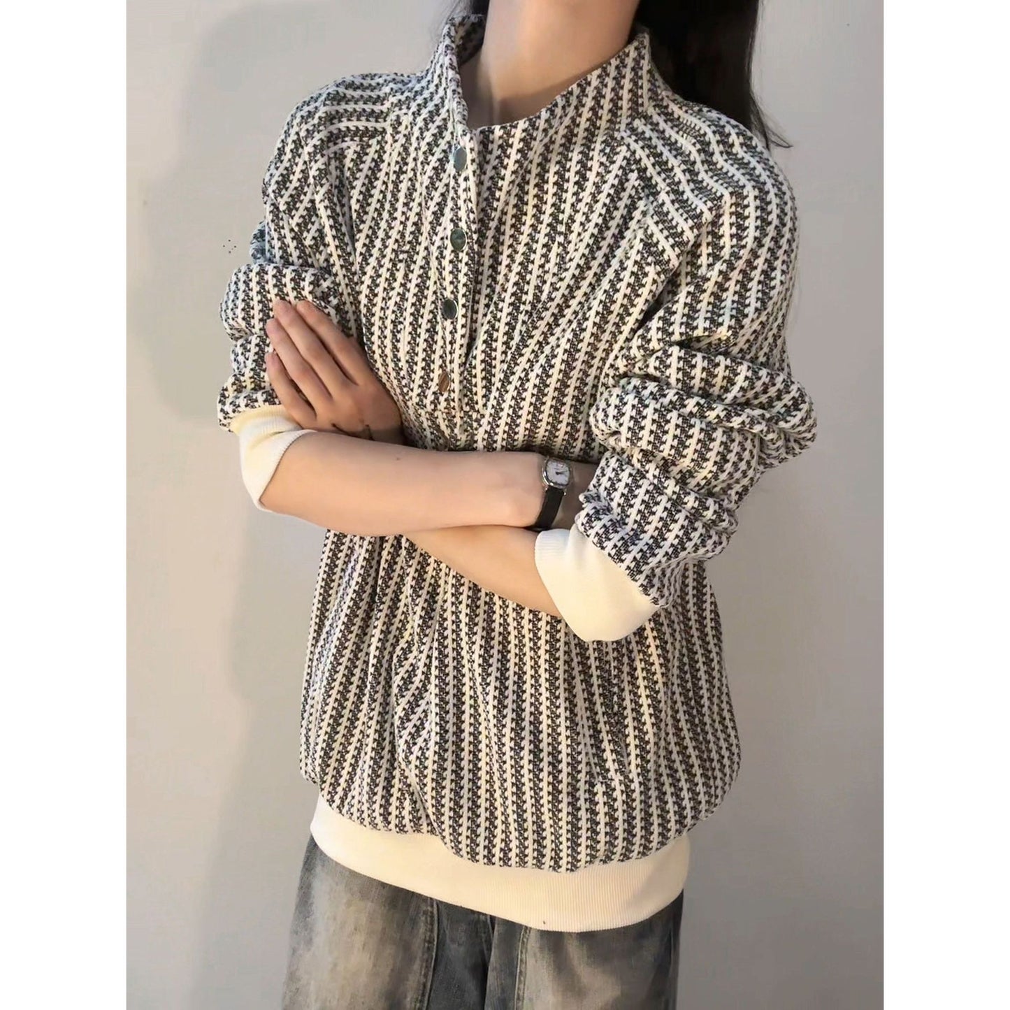 Women's Long-sleeved Stand Collar Coat