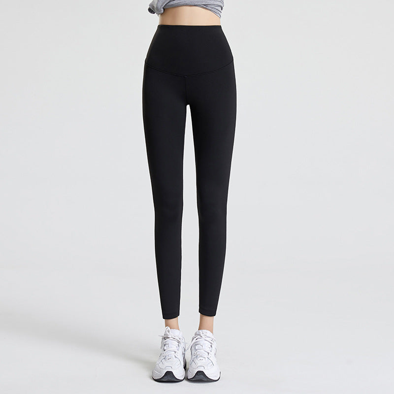 Dame-leggings i hajskindfleece med mavekontrol og hoftefokus