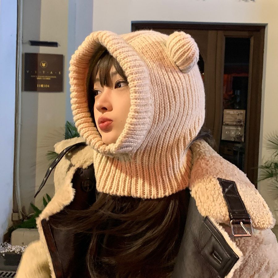 Women's Fashionable Warm Cute Bear Ears Wool Hat