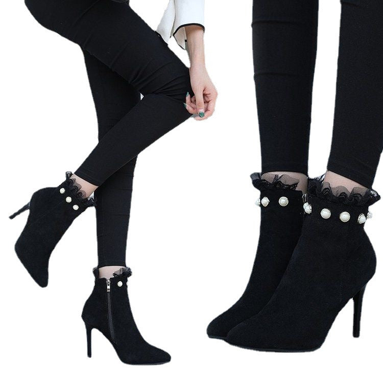 High Heeled Pointed Toe And All Match Warm Women's Shoes