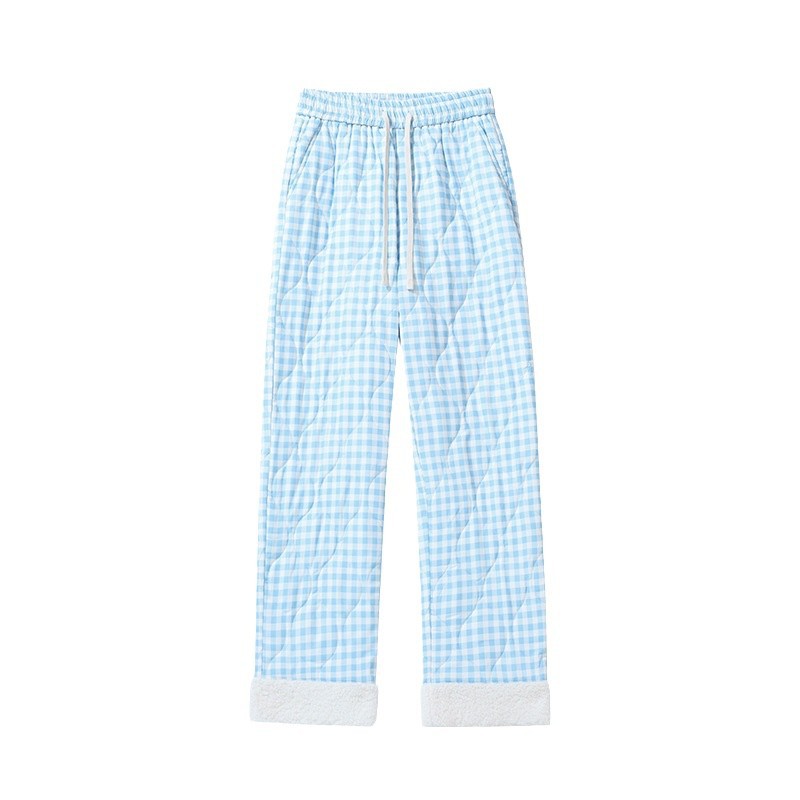Winter New Casual Plus Size Thick Checks Cotton Pants For Women