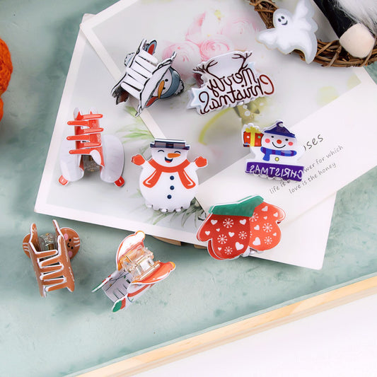 Christmas-themed Cute Gloves, Snowman, And Cookie Hair Clips