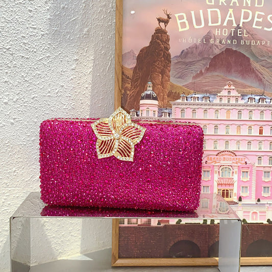 Flower-filled Diamond Social Evening Single Shoulder Crossbody Bag
