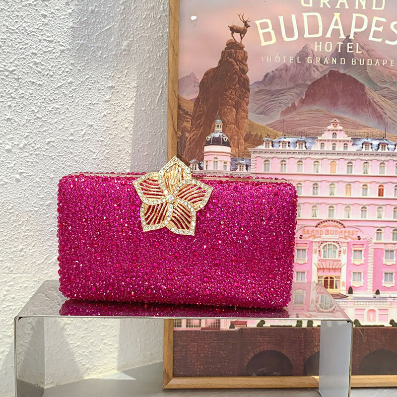 Flower-filled Diamond Social Evening Single Shoulder Crossbody Bag