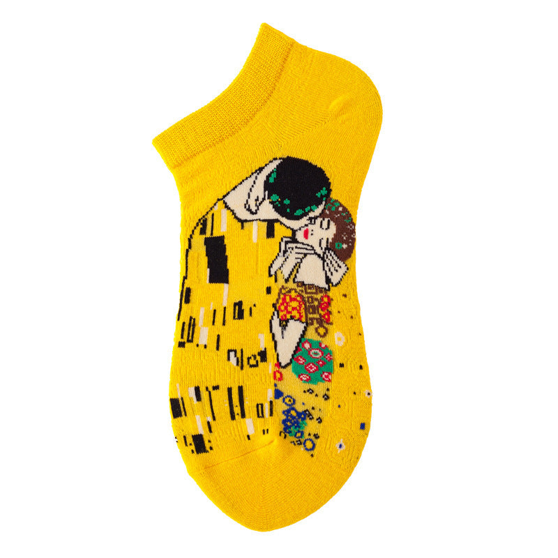Women's Shallow Mouth Oil Painting Avocado Socks