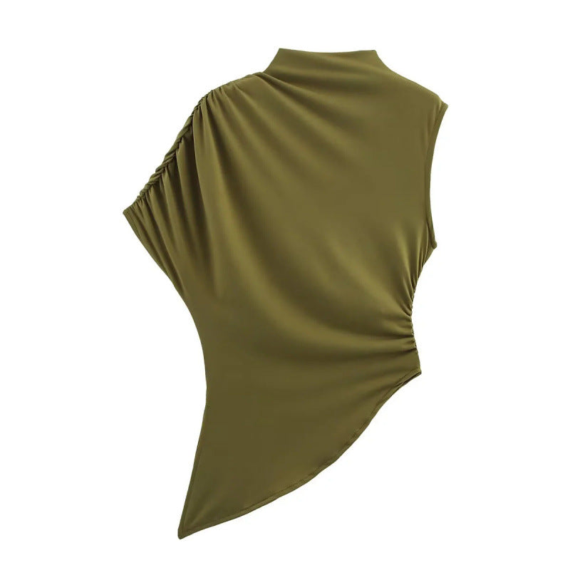 Slim-fit Design Asymmetric Sleeveless Top