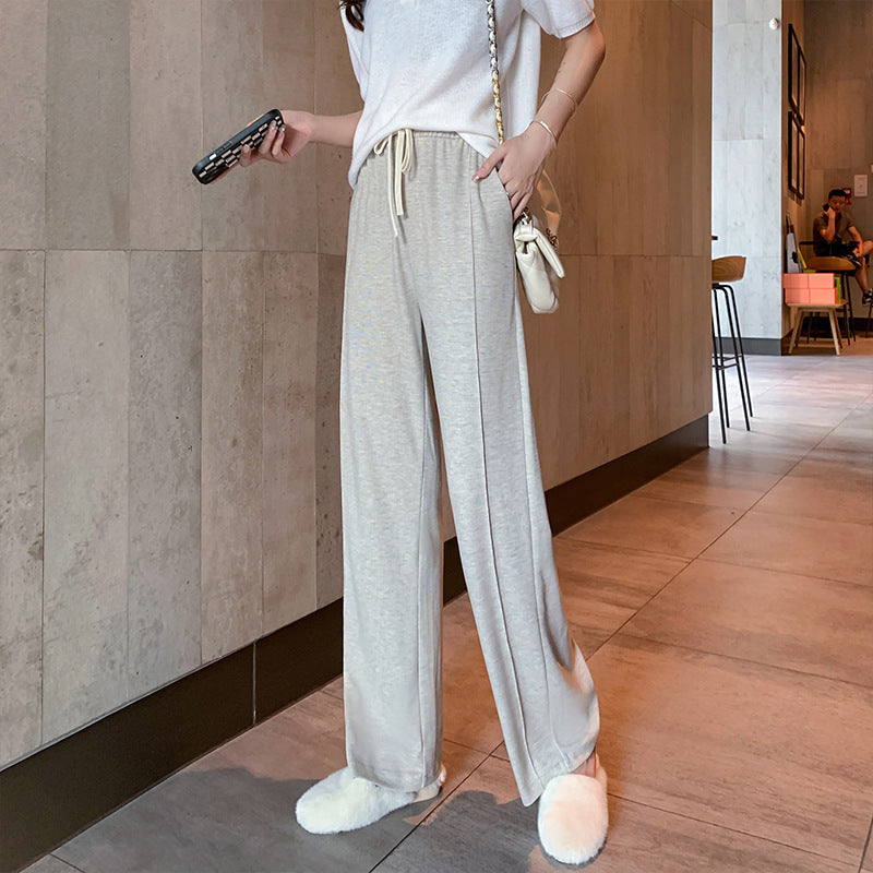 Women's Faux Cashmere High-waisted Draped Casual Pants