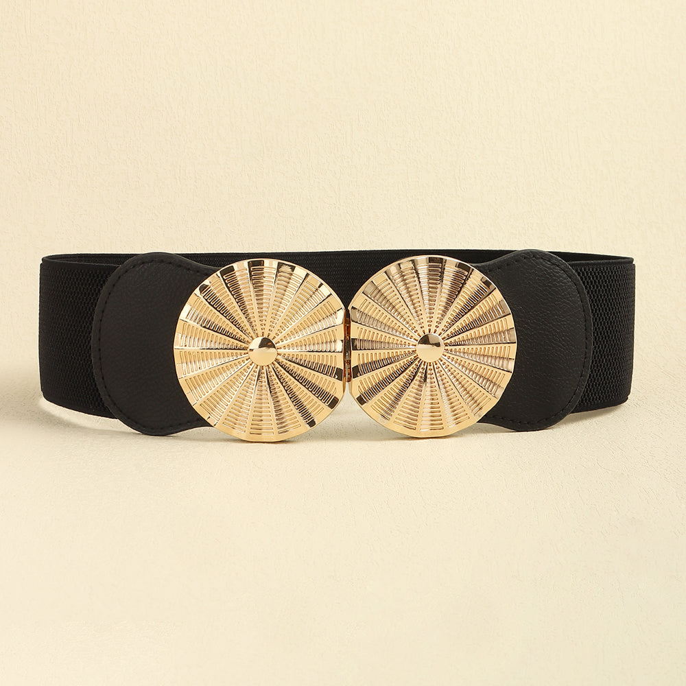 Stylish Women's Wide Belt Elastic Elastic Metal Circle With Jacket Shirt-skirt Waist Seal