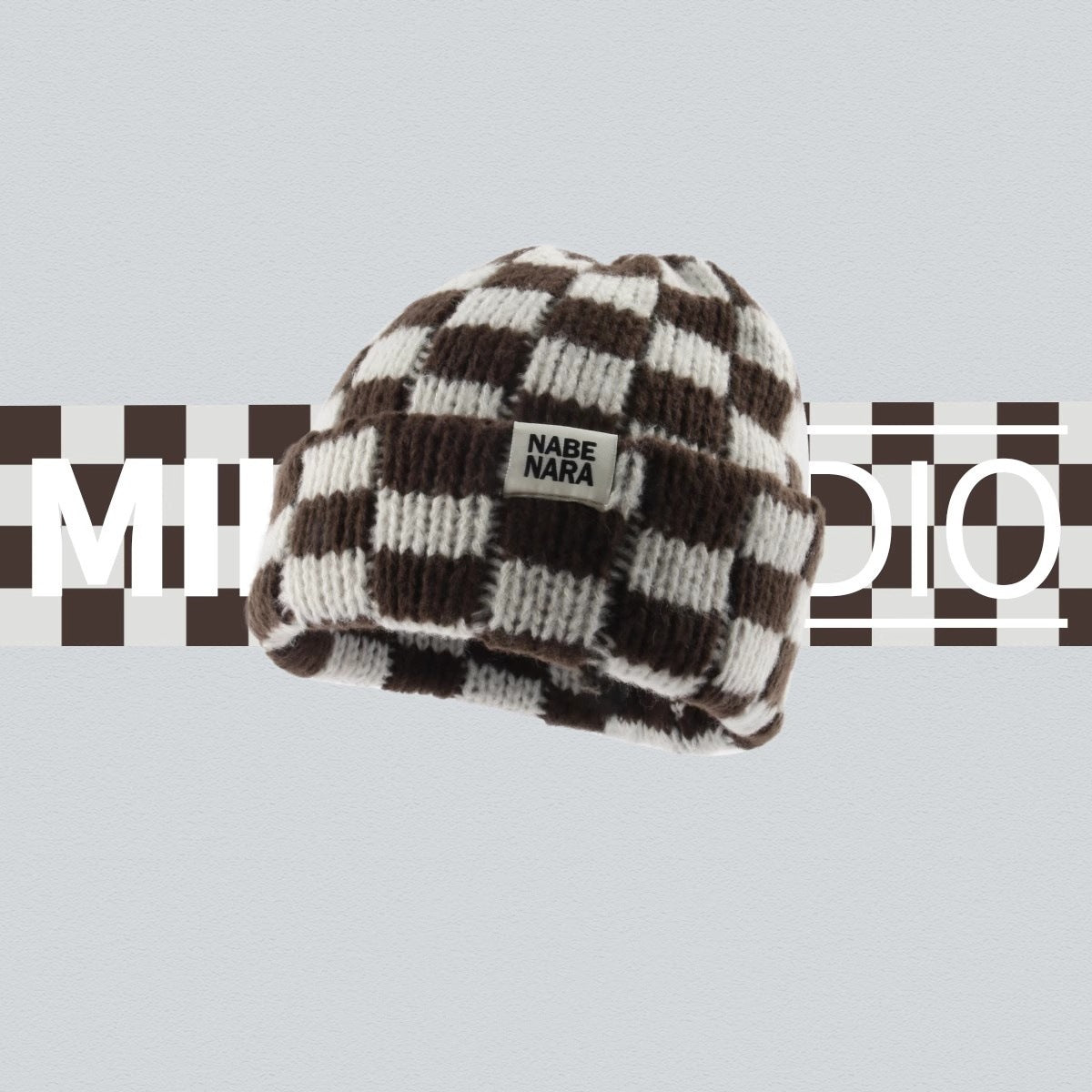 Autumn And Winter Warm Contrast Color Chessboard Plaid Woolen Cap