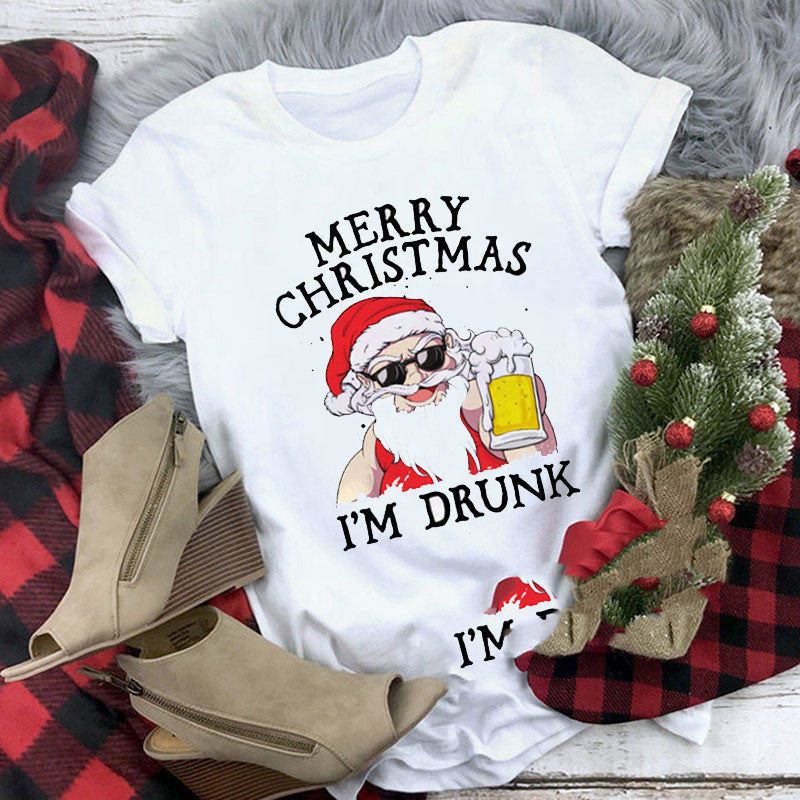 Christmas T-shirt Women's Summer Plus Size With Short Sleeves