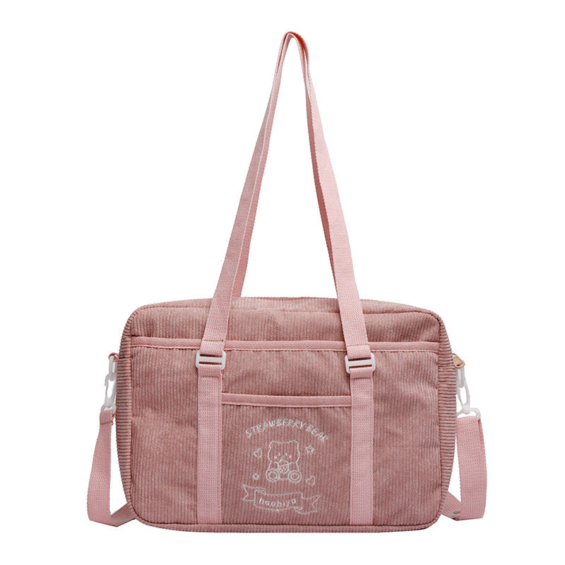 New Bear Embroidered One Shoulder Large Capacity Jk Uniform Bag
