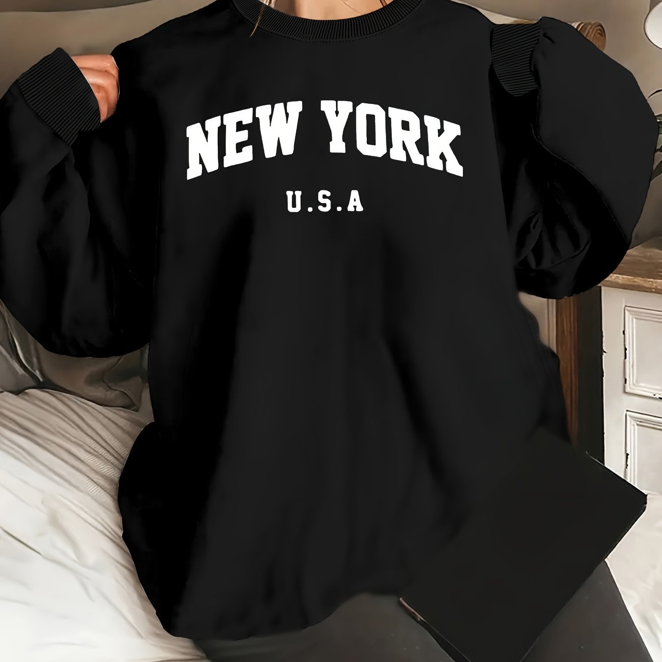 Hooded Sweatshirt Casual Long Sleeve Round Neck Women