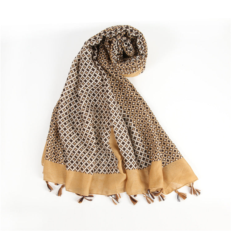 Simple Temperament Ladies Cotton And Linen Scarf