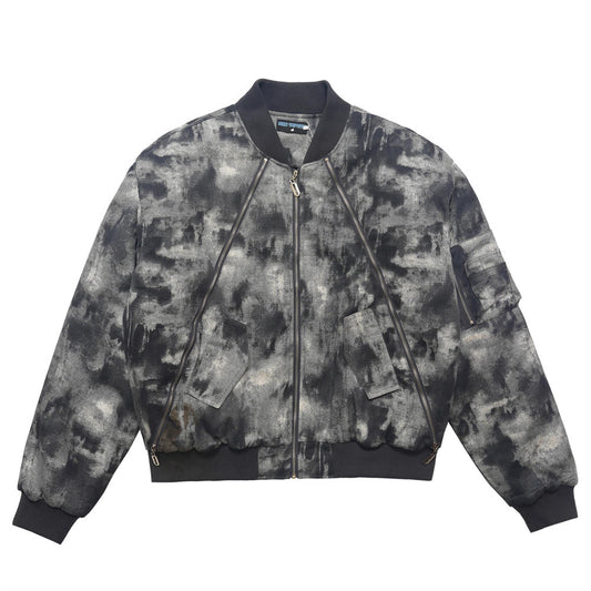 Tie-dye Camouflage Thick Quilted Baseball Jacket