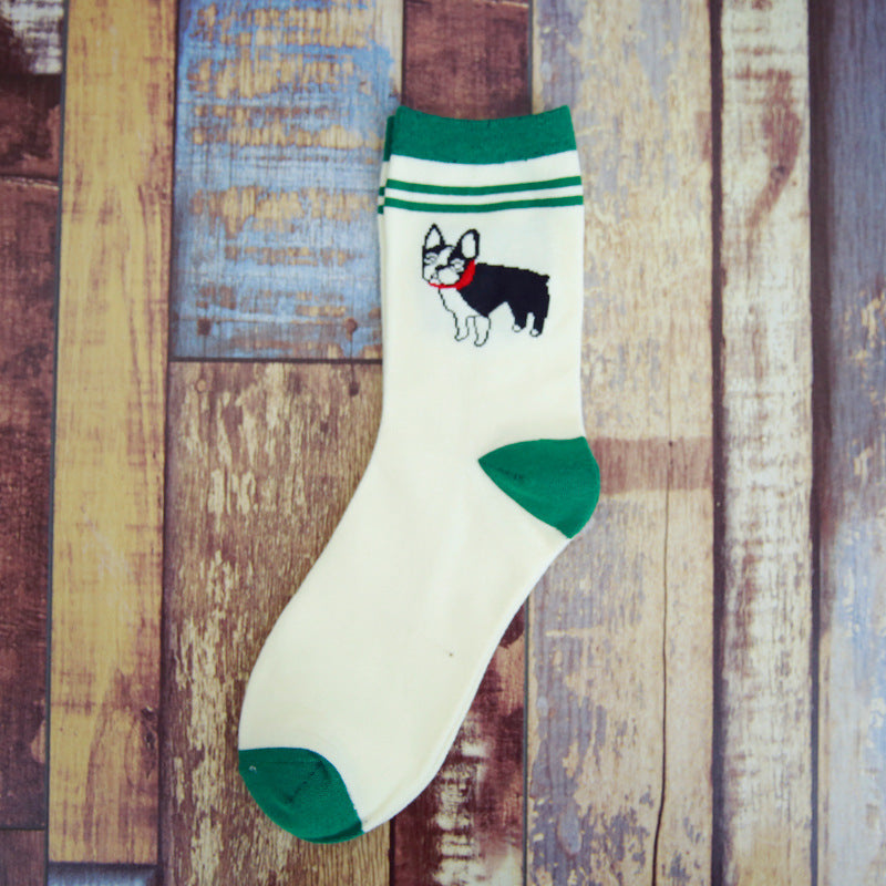 Tube Socks Pet Dog Gathering Men's Socks Autumn And Winter Cartoon 100 Cotton Socks
