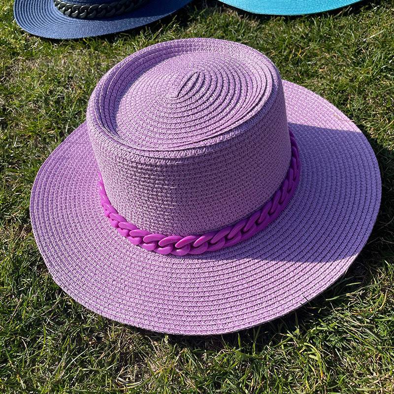 Candy Girl Chain Straw Hat Beach Big Brim