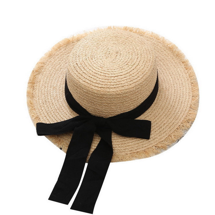 Bow Knot Raw Edge Travel Sun Hat