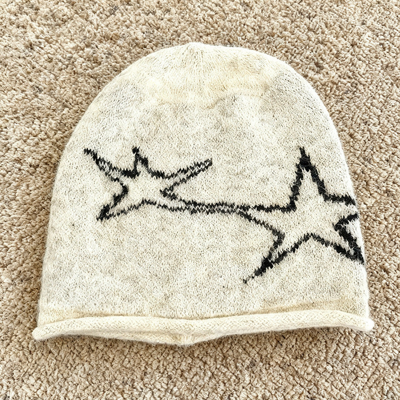 Japanese-style Harajuku Street-styled Edgy Star-knit Beanie