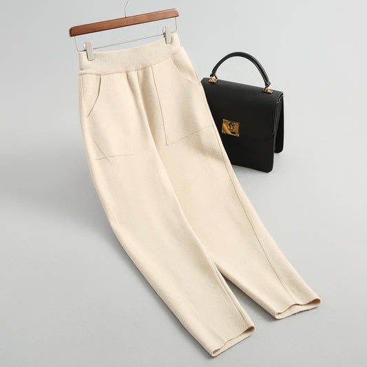 Slimming Knitted Casual Long Pants Korean Style