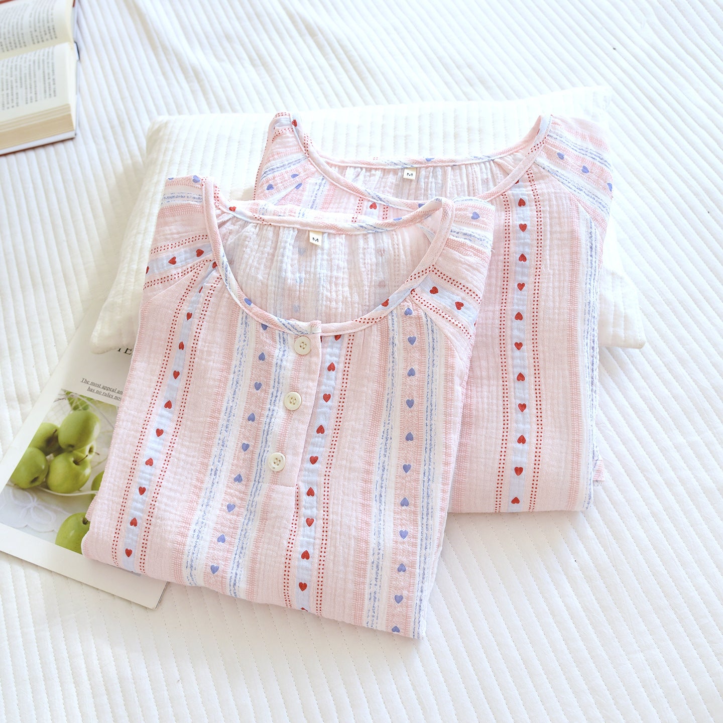 Womens Summer Loose Short-Sleeve Cotton Nightdress