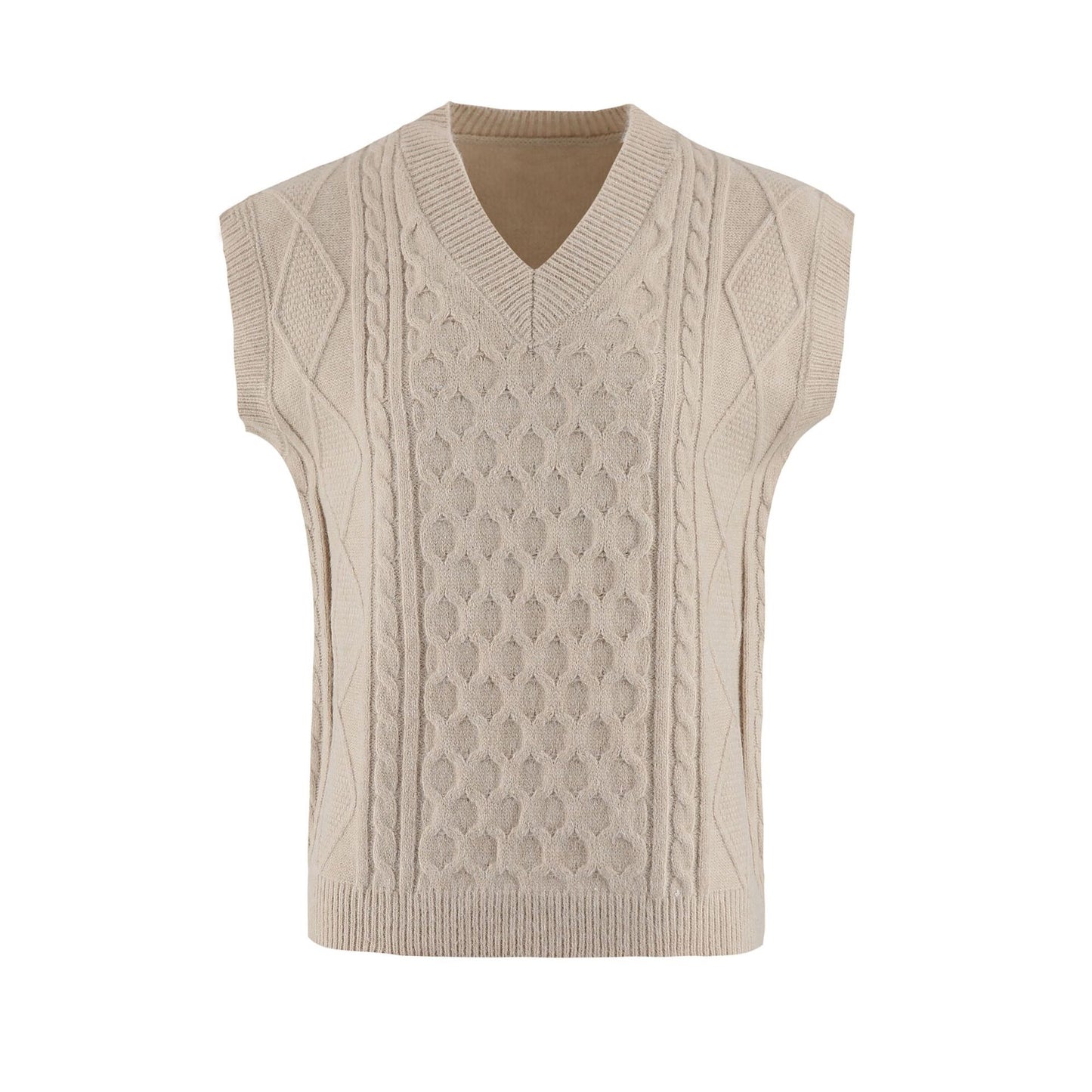 Women's V-neck Twisted Solid Color Top Sweater