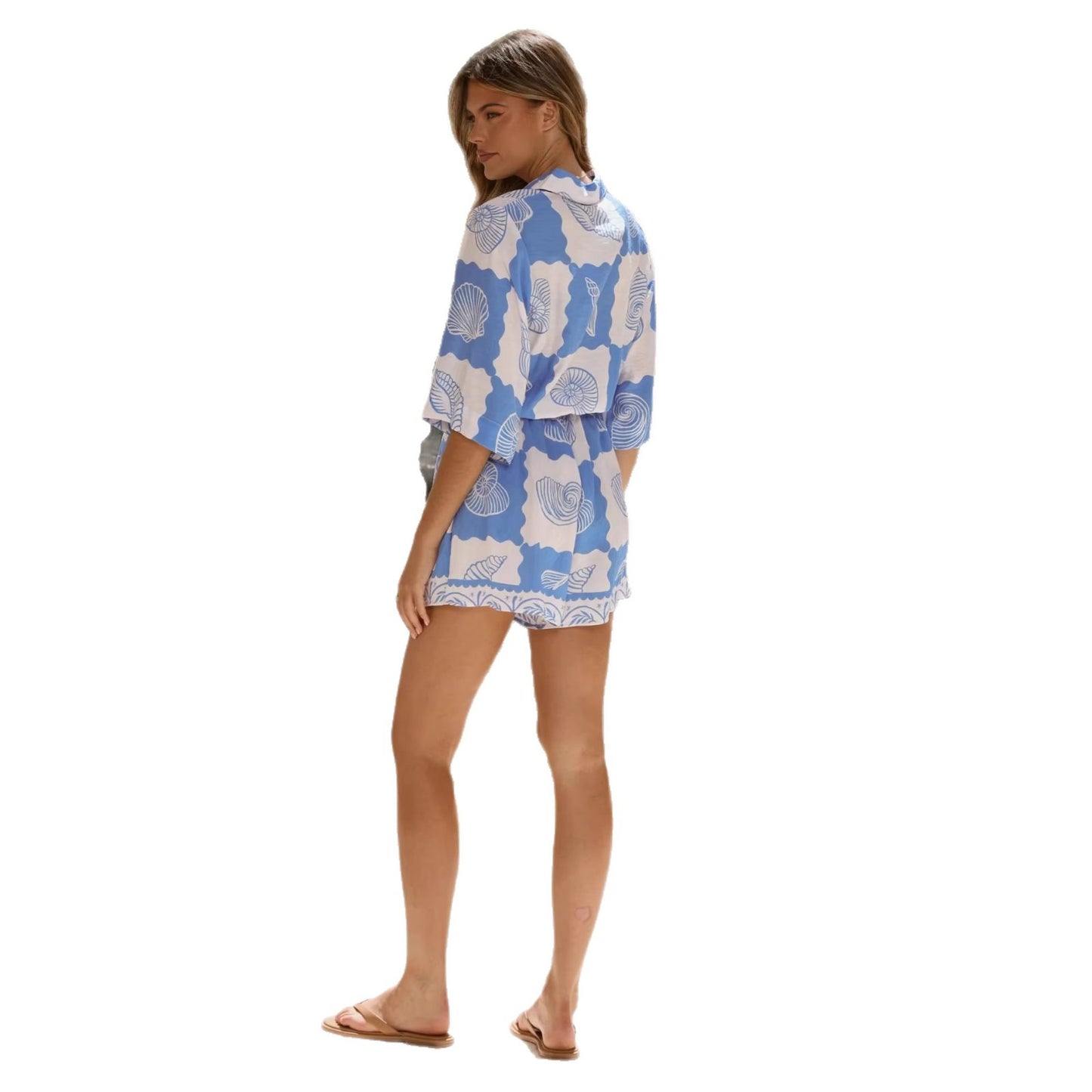Womens Elegant Casual Linen Cardigan Top Shorts Set