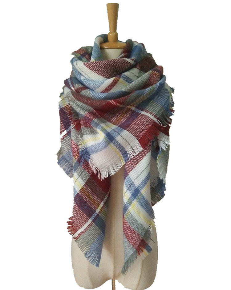 Cashmere-like Double-sided Colorful Plaid Scarf