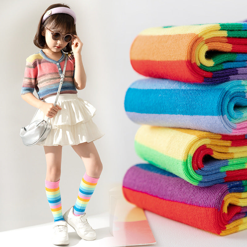 Rainbow Spring And Autumn Stockings Girls