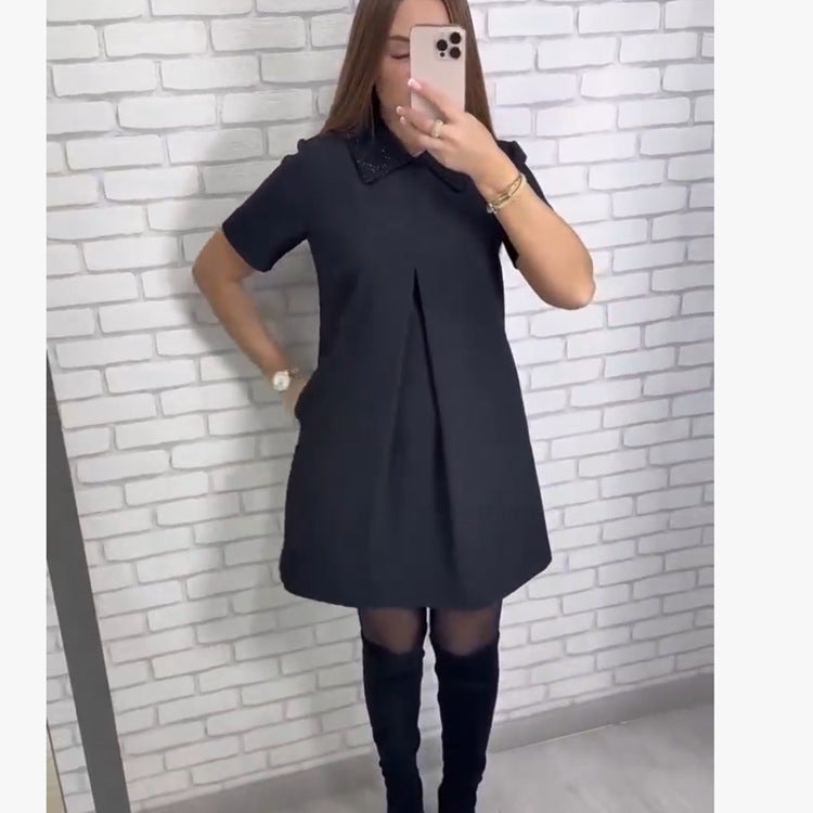 Womens Stylish Tailored Dress With A Lapel Collar