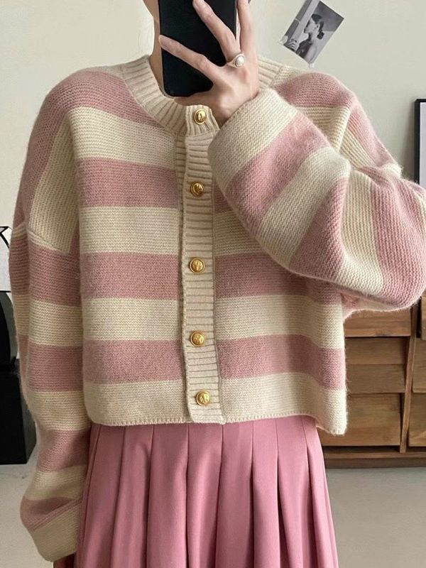 Spring And Autumn Stripes Round Neck Sweater Female Niche