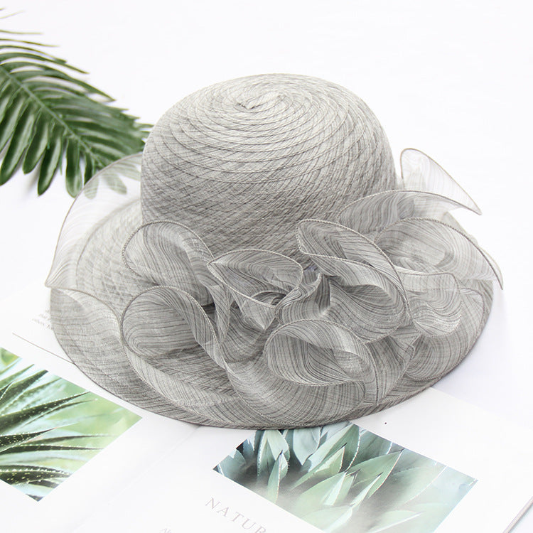 South Korea's New Lace Sunshade Hat Women's Organza Large Edge Foldable