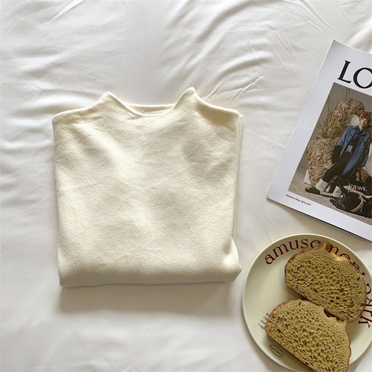 Simple Casual Stand Collar Shoulder Long Sleeve Sweater