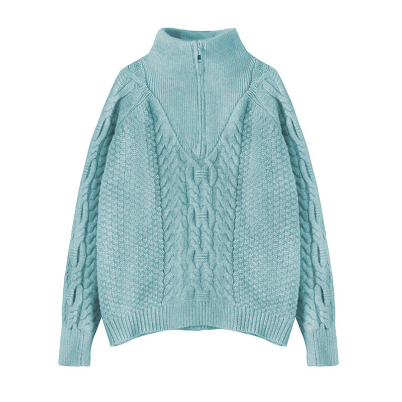 Women's Sweet Loose Turtleneck Half Zip Sweater