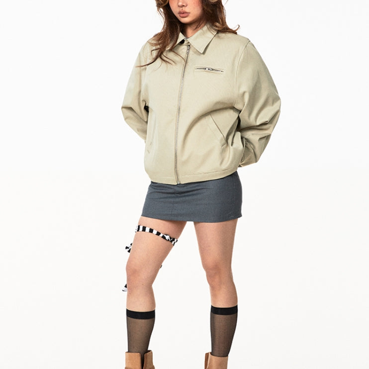 American Retro Solid Color Short Lapels Jacket