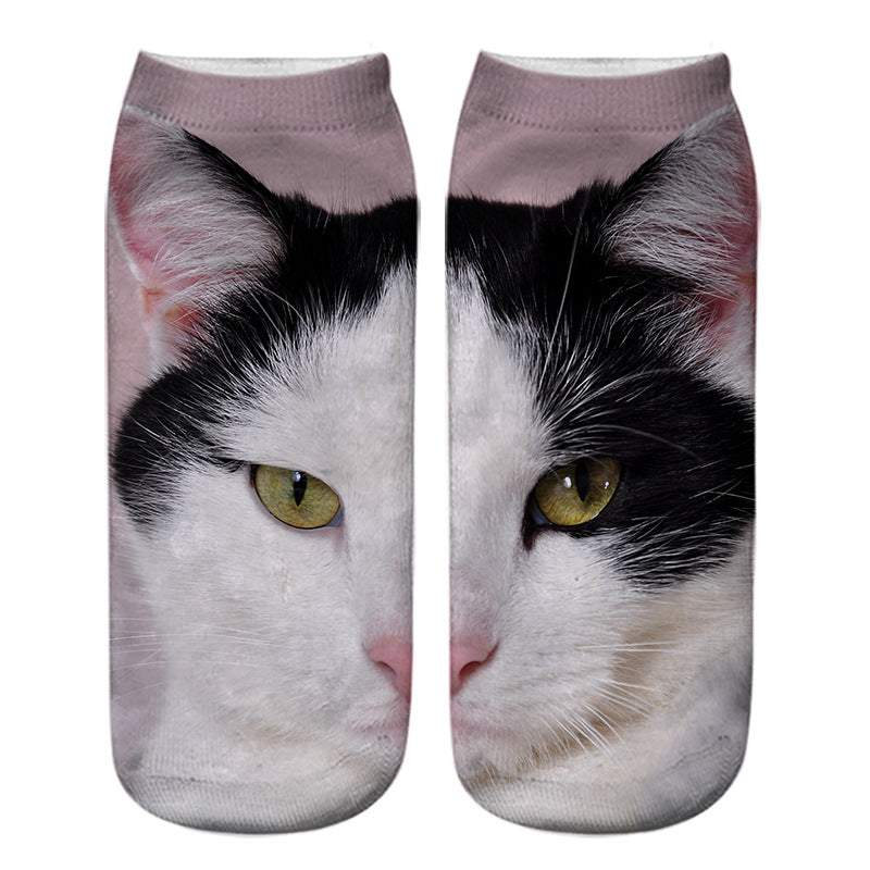 Cat Eye 3D Printing Heat Transfer Short Socks