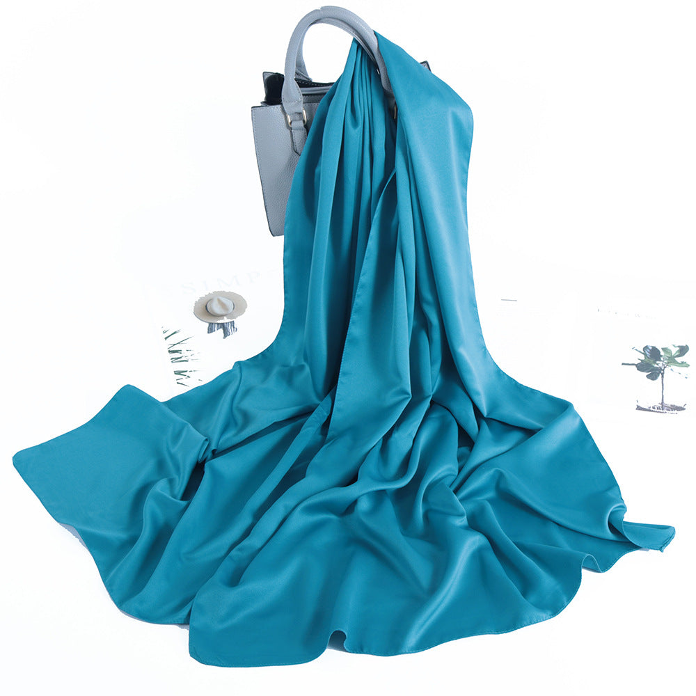 Solid Color Casual Malay Scarf Satin Shawl