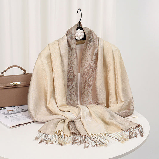Jacquard Tassel Shawl An Outer Layer For Sun Protection And Breathability Perfect As A Womens Scarf