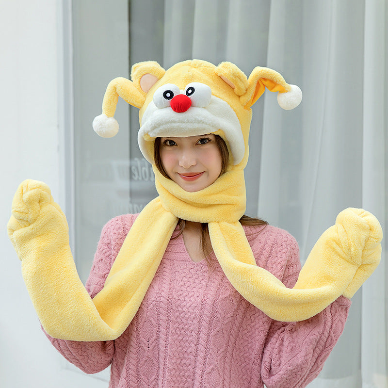 Winter Hat And Scarf Integrated Plush Insulation