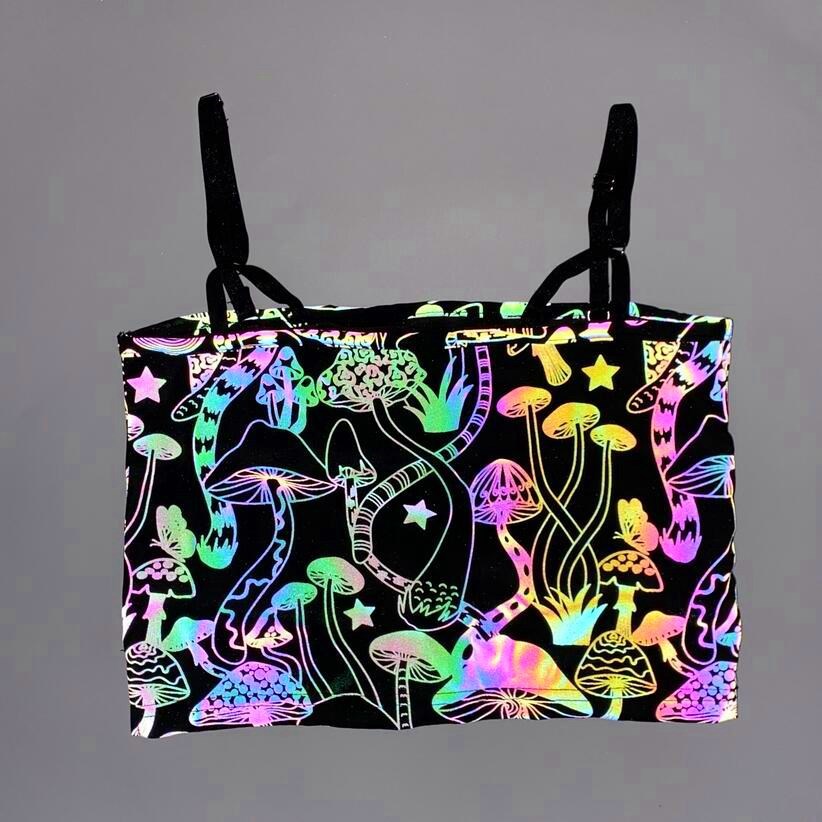 Mushroom Dazzling Color Reflective Women's Camisole Knit Vest
