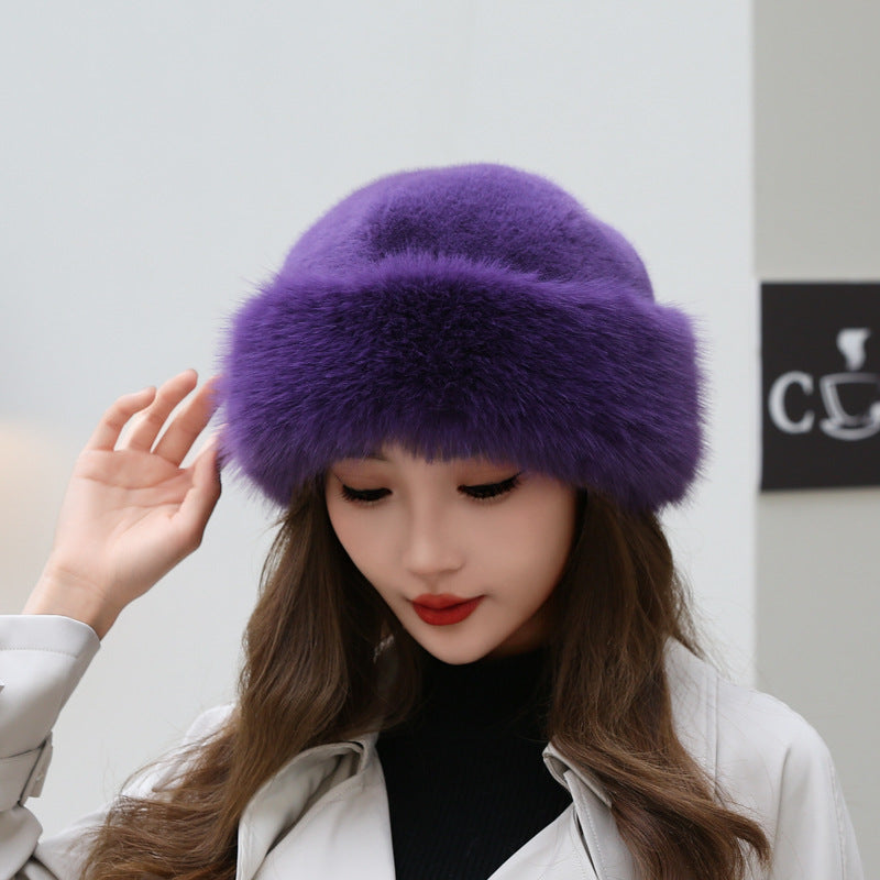 Thick Warm Artificial Fur Fashion Simple Fisherman Hat