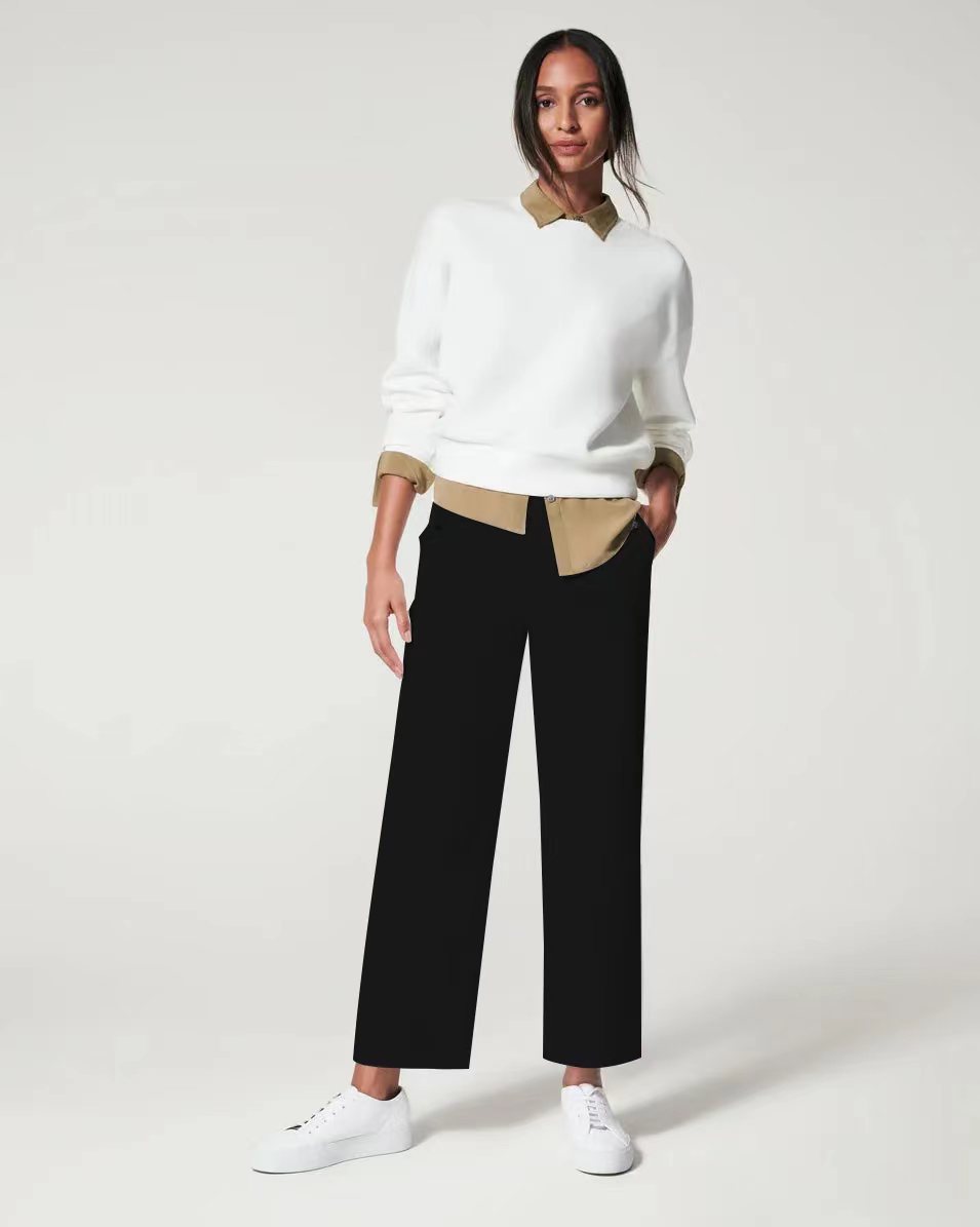 Bootleg Pants Slim Fit Slimming Draping Effect Casual Suit Pants