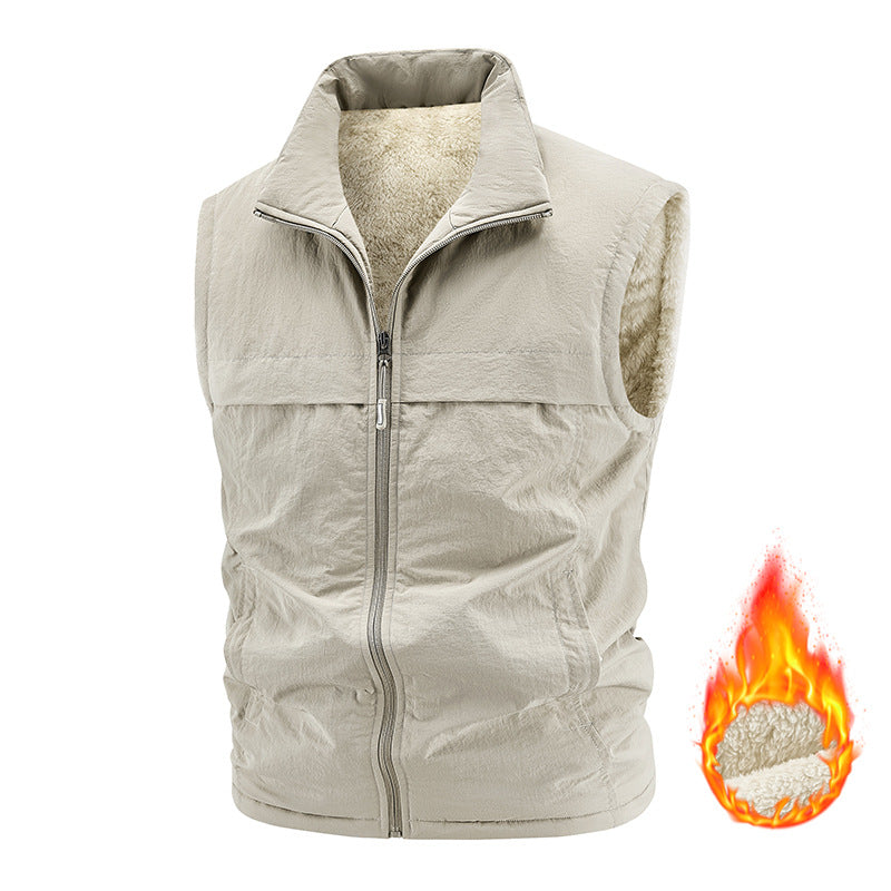 Winter Fleece-Lined, Thickened, Warm Mens Reversible Fleece Vest