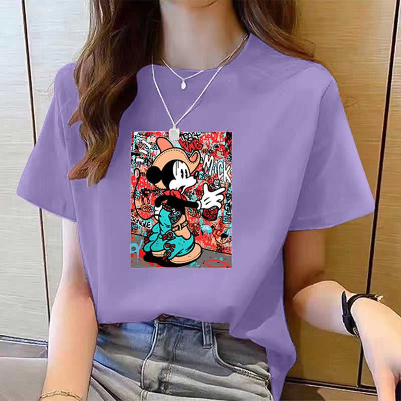 Women's Cute Bear Plus Size Cotton Short Sleeve T-shirt