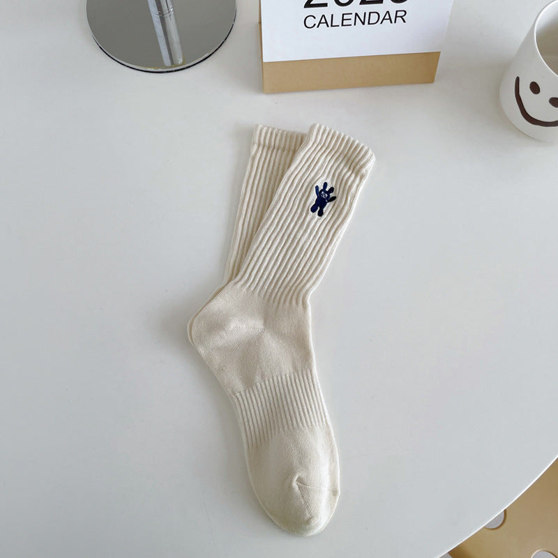 Autumn And Winter Striped Socks Children's Embroidery Trend