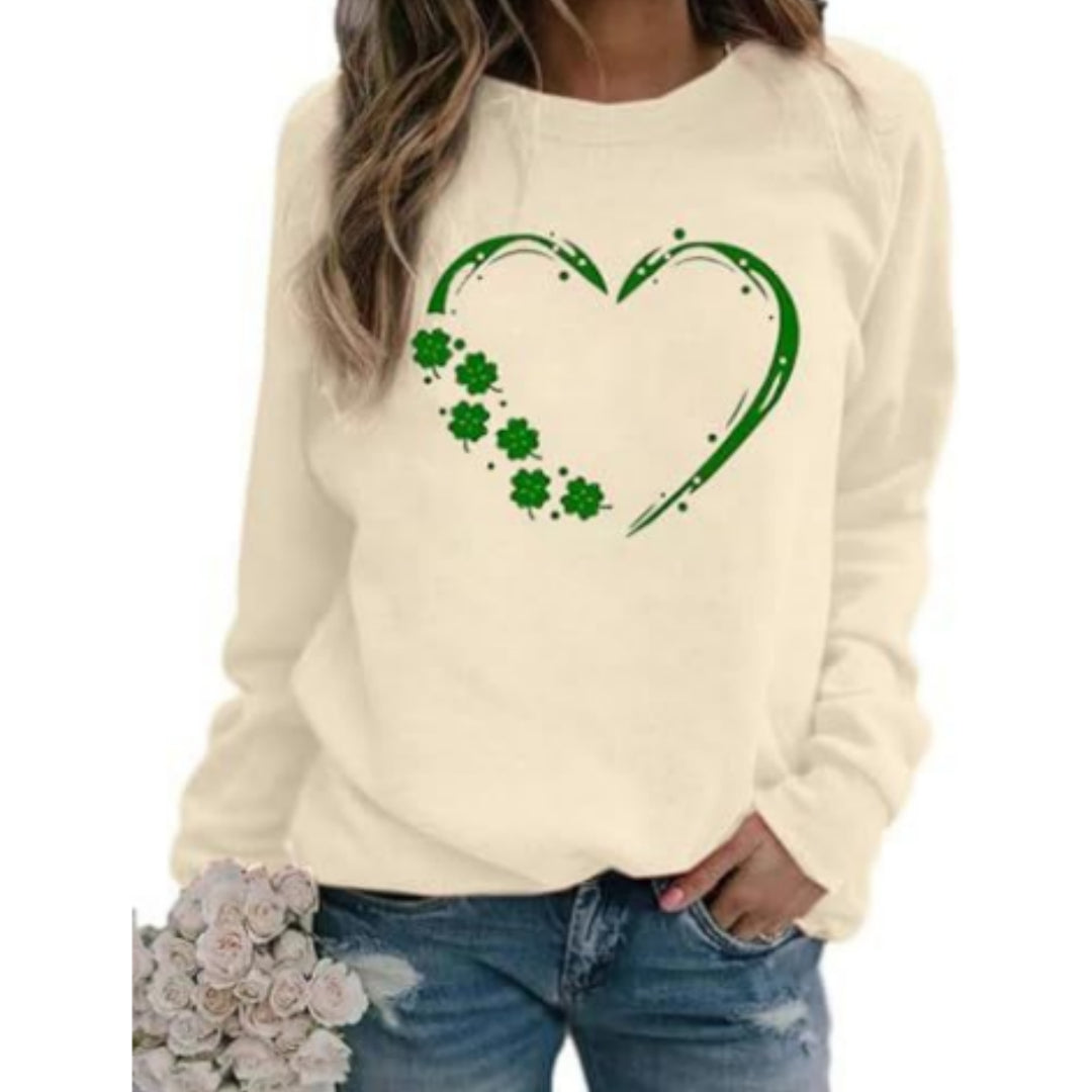 Dame Langærmet Pullover Top med Print