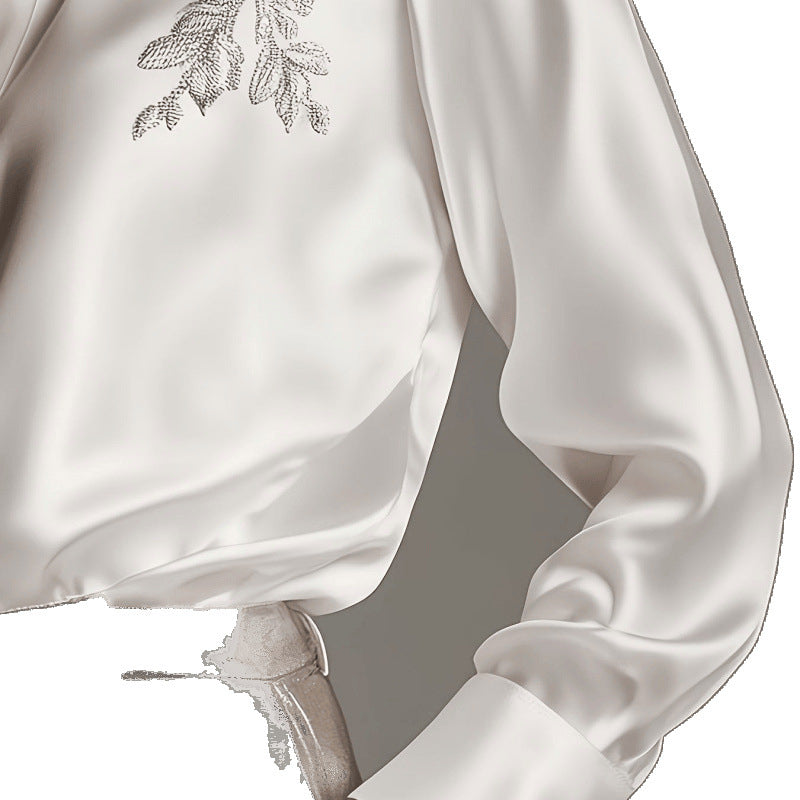 European And American Quality Embroidery Top Shirt Loose