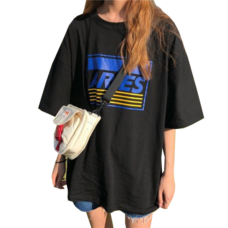 Loose Letter Print Short-sleeve T-shirt
