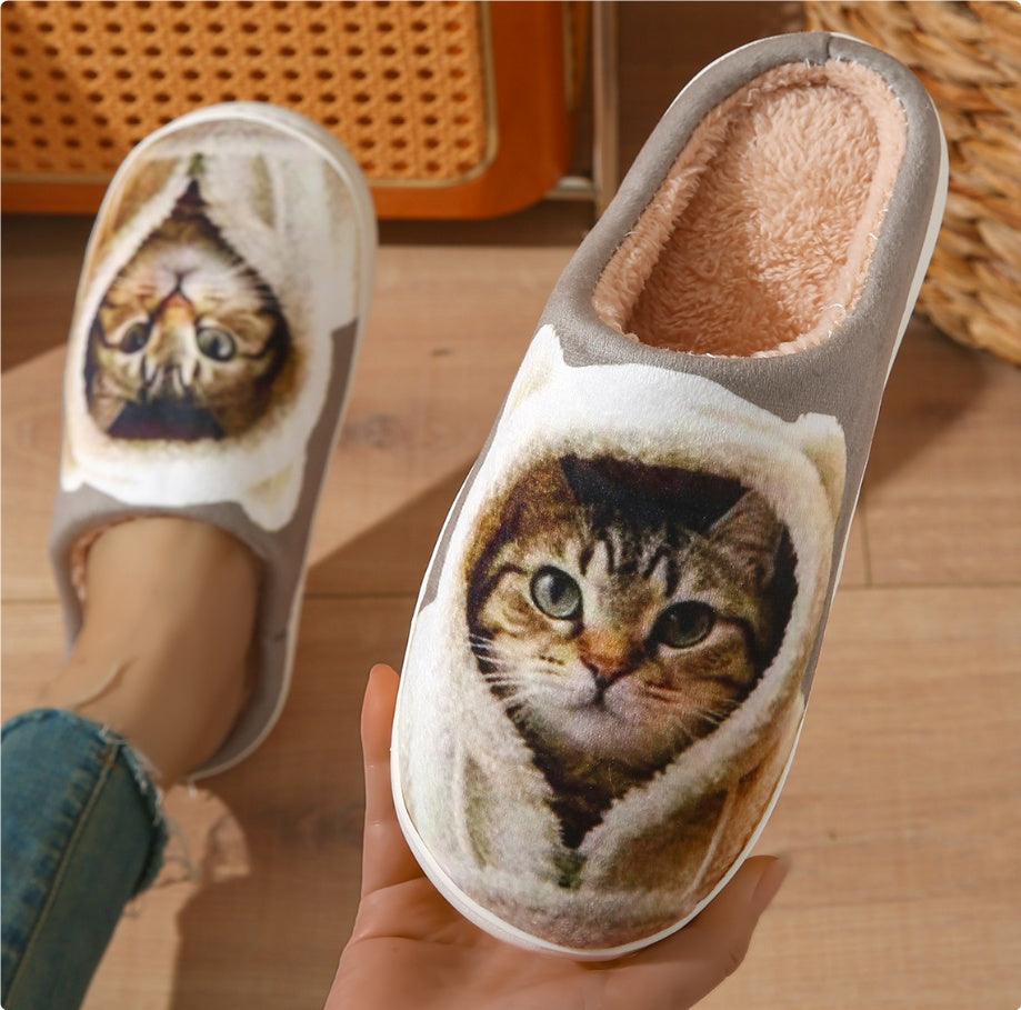 Comfortable Home Warm Cartoon Embroidery Horse Head Cotton Slippers