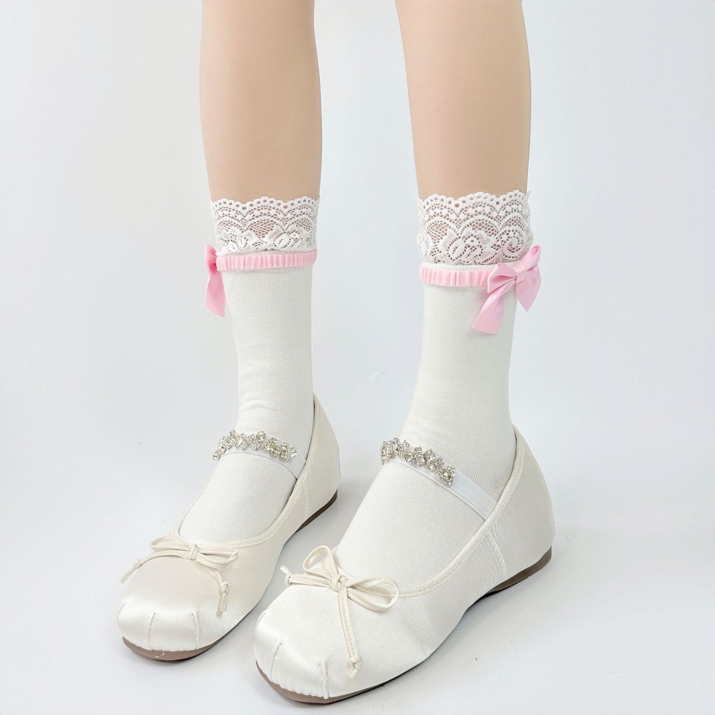 Japanese Jk Bowknot Sweet Lace Lolita Socks Mid-calf